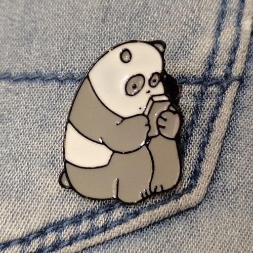 Enamel Pin Custom Cartoon Panda Brooches Bag Lapel Pin Movie Animal Badge Jewelry Gift For Kids Friends