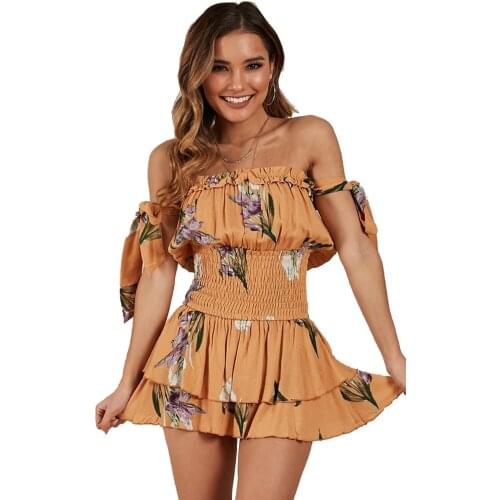 Europe And America Spring And Summer New Style Casual Vacation Style Backless Printed Jumpsuit Streetwear Jumpsuit