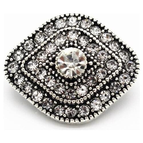 Hot Sale 6pcs/lot Snap Jewelry Rhombus Full Rhinestone Snap Buttons Fit 18mm Snap Bracelet Necklace DIY Jewelry Making