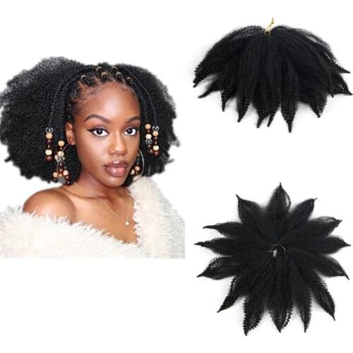 Hywamply 8" Short Soft Springy Afro Twisted Up Marley Braids Synthetic Braiding Hair Extensions Brown Ombre Pre-fluffed Crochet