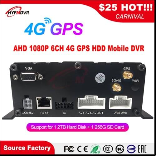 Source factory SD card + hard disk remote monitoring host AHD 1080P 2 million pixel 4G GPS MDVR crane /excavator/harvester