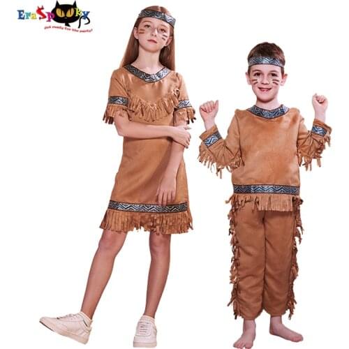 Eraspooky Purim Carnival Party American Primitive Cosplay Girls Boy Africa Native Hunters Fancy Dress Halloween Costume For Kids