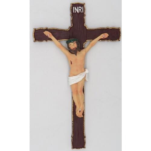 Catholic 8.5 Inch Resin Jesus Christ on INRI Cross Wall Crucifix Home Chapel Decoration Free shipment