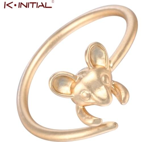 Kinitial Fashion Finger Round Rings Jewelry Adjustable Cute Men Women Mouse Ring Stone Punk Anillos Mouses Jewelry