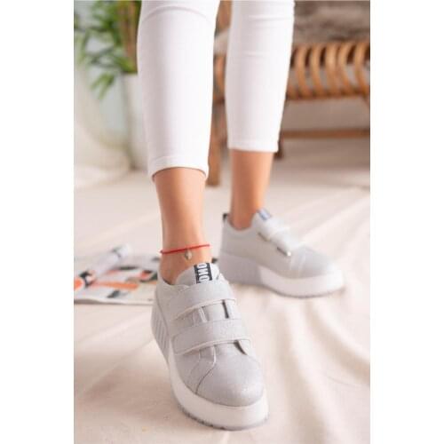 Limoya Julia Silver Lurex Double Banded High Bottom Sneakers