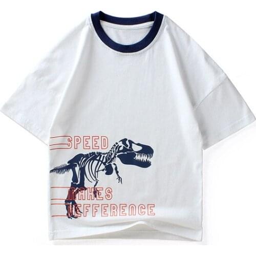 Summer Boys Short Sleeve T-Shirt Cartoon Dinosaur Printed T-shirt Children Cotton Tops 4-12 Kids Soft T Shirts for Kids Outfits