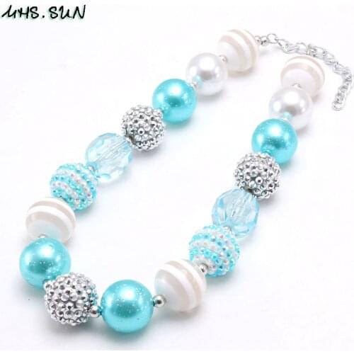 MHS.SUN Chunky Baby Fashion Bubblegum Necklace 1PC Handmade Kids Girls Jewelry Rhinestone Beads Necklace For Party Gift