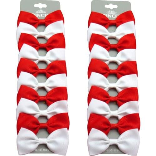 20PCS/Lot Cute Red White With Clip Grosgrain Ribbon Bow Hairpins 2020 Scrunchie Korean CLIP Hair Accessories For Baby Girl