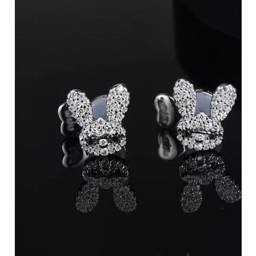 Fashion Cute Mini Small 925 Silver Stud Earrings For Yong Ladies High Quality Sterling Silver Rabbit Earrings Dop Shipping