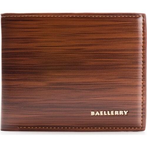 New Retro Wood Grain Design 3 Folds Carteira Mens Wallets PU Leather Leisure Black Coffee Colors ID Credit Card Holder Wallet