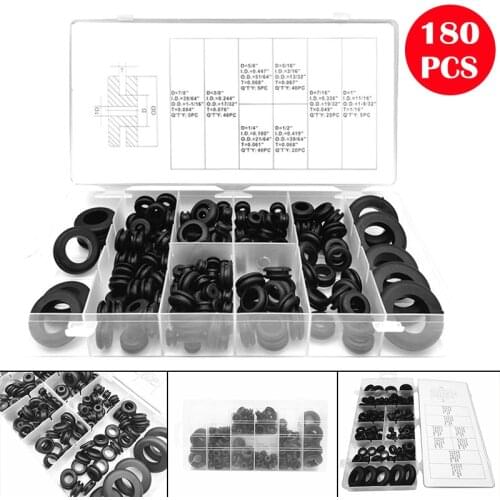 180pcs Rubber Grommets Set Bushing Sealing Assortment Body Plugs With Box Electrical Cable Lines Protective Fasteners