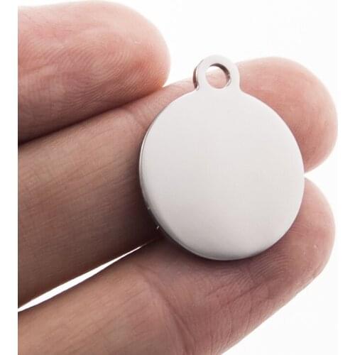 Stainless steel 19mm Dics pendant 3/4 inch round small pendant good quality both sides mirror polished charm pendants 10pcs