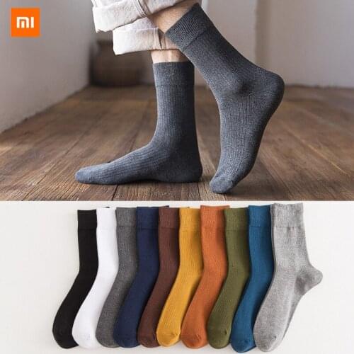 5 pairs Youpin Socks mens tube cotton stockings mens autumn and winter stockings mens deodorant sweat socks solid color