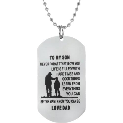 Family Dog Tag Necklace To My Son Be The Man Love Dad Pendant Necklace Military Fathers day Gifts Stainless Steel Jewelry