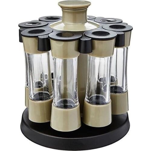 8 Bottles Of Seasoning Bottle With Rotatable Storage Rack Creative Kitchen Restaurant Supplies Plastic Seasoning Box Set