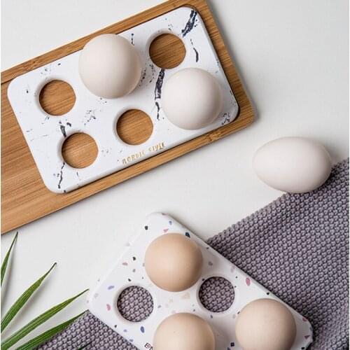 Nordic Diatom mud 6 Cavities Egg Storage Rack Eggs Holder Home Storage Organizer Kitchen Decoration Tool For Refrigerator Food