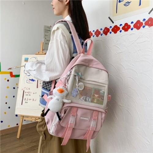 2021 Women Large Capacity Travel Backpack Female Multi-pocket College Waterproof School Bags Transparent Pocket Laptop Backpacks
