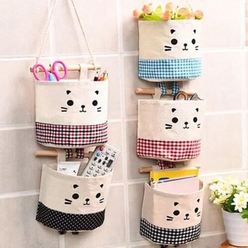 Cute Wall Hanging Storage Bags Linen Closet Children Room Organizer Pouch for Toys Books Cosmetic Sundries Organizer