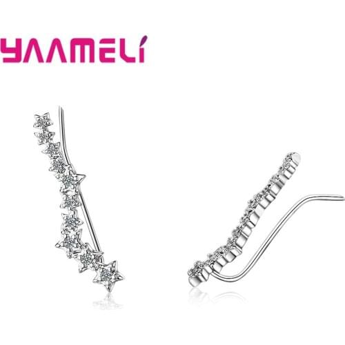 Sparkling Cubic Zircon Stud Earrings 925 Sterling Silver Clear CZ Crystal Plenty Little Stars Women Girl Accessories Jewelry