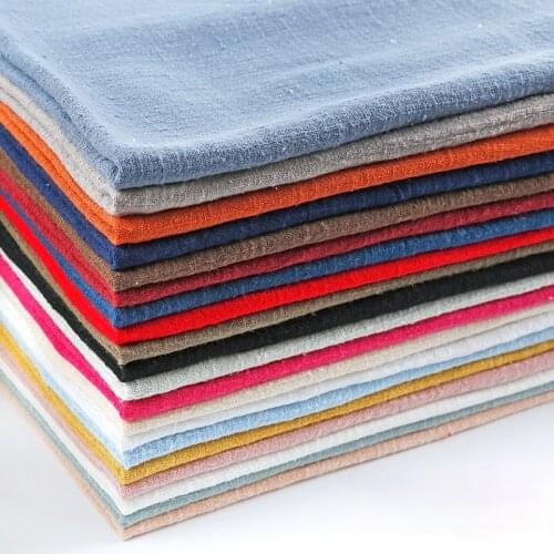 50x130cm Thin Solid Color Sand Washing Treatment Cotton Linen Cloth Slub Soft Fabric DIY Sewing Dress Robes Clothing
