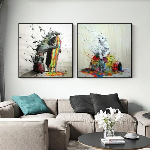 Street Graffiti Art Painting Pigment In Hand Canvas Prints Posters Abstract Wall Art Picture for Living Room Home Decor Gift