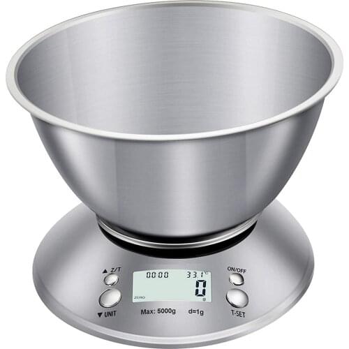 Kitchen Scale Stainless Steel 5kg 3KG Electronic Scale Kitchen Food Balance Cuisine Precision Digital Scale With Bowl Cook Tool