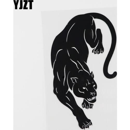 YJZT 8.9CMX15.2CM Decor Wild Cat Black Panther Jungle Tribal Vinyl Car Sticker Black /Silver 13C-0195