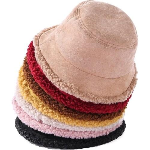Women Hat Winter Warm Plush Female Cap Bucket Hat Fisherman Caps Ladies Cap