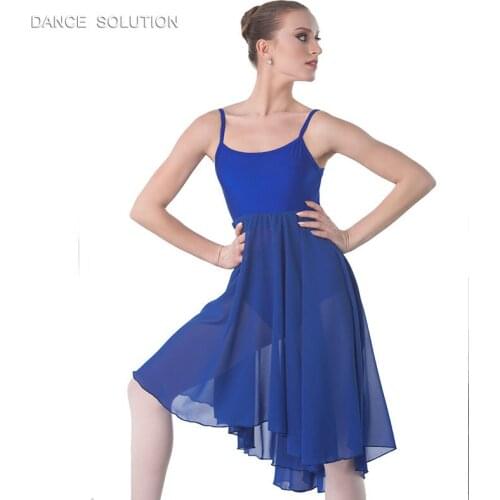 Blue/Red/Purple/Burgundy Camisole Ballet Dance Chiffon Dress Performance Wear Women Ballerina Dance Costume 4 Colors 18019A