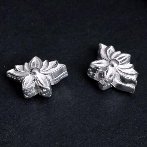 1Pc 8.39*11.79mm 925 Sterling Silver Lotus Charms Flower Beads Caps Connector For Bracelet Necklace DIY Jewelry Makings 925172