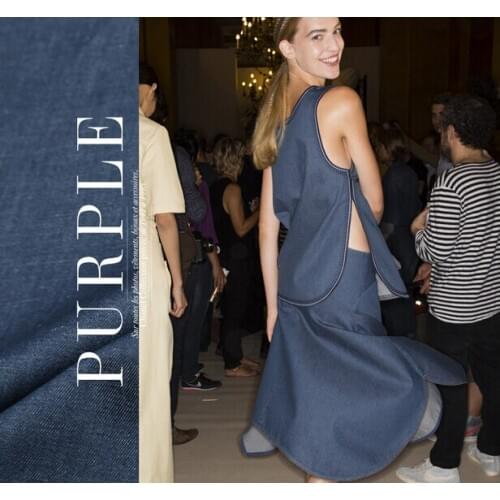 100% pure cotton soft thin Firming stretch dark blue denim fabric cloth dress shirt diy clothing fabric material wholesale