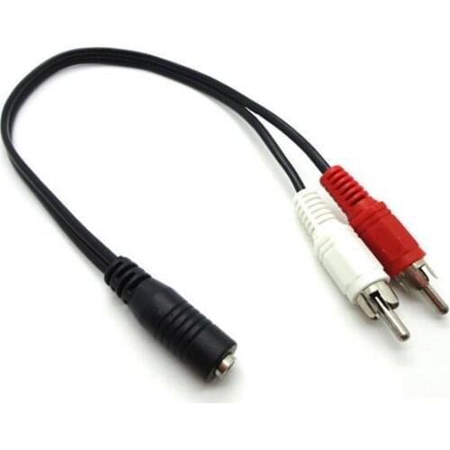 3.5mm AUX Female to 2 RCA Male Stereo Audio SHORT Cable Cord For Speaker Headset DVD Player TV Set Top Box etc 20cm