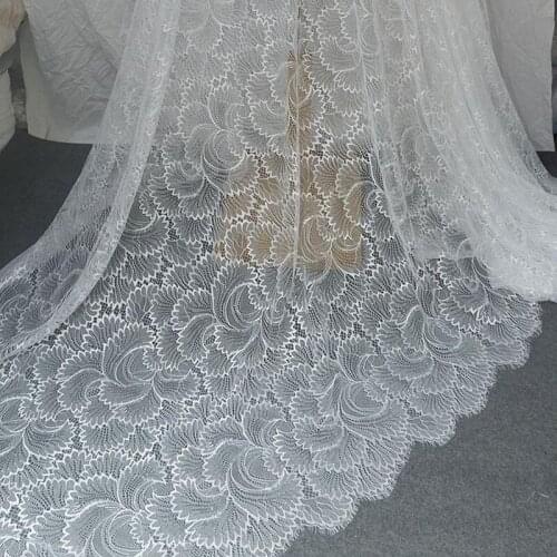 3 Yards Soft Floral Eyelash Lace Fabric French Chantilly Fabric DIY Sewing Craft Bridal Robe Evening Gown Baptism Gown Lingerie