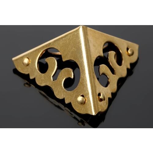 4Pcs 30x30x30mm Brass Corner Protectors Box Cabinet Table Luggage Decorative Metal Wooden Case Feet Leg Protectors Corner