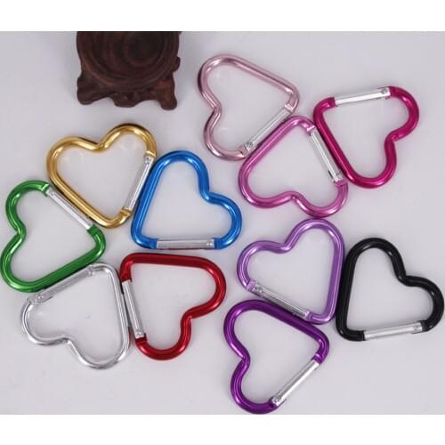 5pcs Aluminum Alloy Hanging Buckles Shaped Outdoor Color Safe Heart Buckle Small Heart Type Carabiner