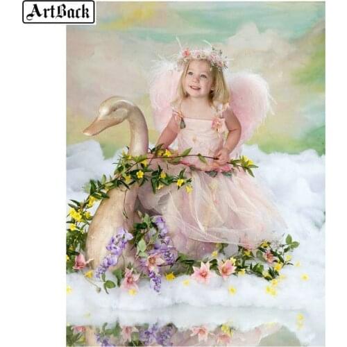 5d diamond painting swan girl angel flower full square drill diamond mosaic 3d full round diamond embroidery crafts sticker
