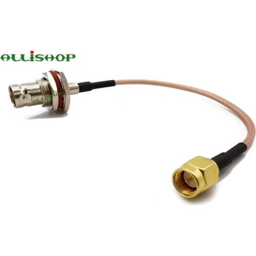 ALLISHOP RF Cable SMA Male Plug To BNC Female Bulkhead RG316D Double Shielded Pigtail Gold Plating SMA Male to BNC Female
