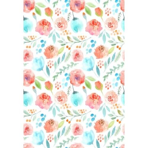 White Photography Background Watercolor Flowers And Leaves Backdrop For Baby Shower Children First Birthday Party Photo Props