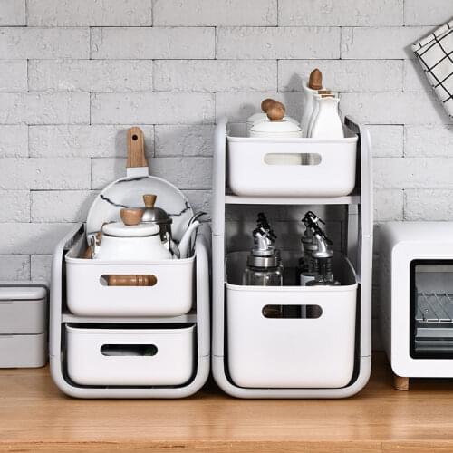 Household multifunctional kitchen utensils shelf cosmetics desktop drawer type floor storage shelf plastic shelf