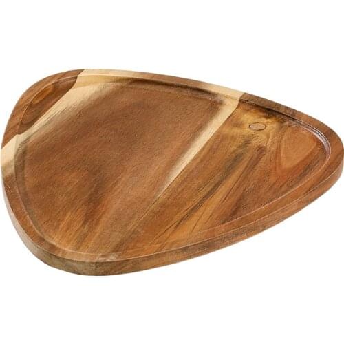 Solid wood tea tray heat-insulated pizza wood tray dinner plate household western food tray acacia wood triangle tray