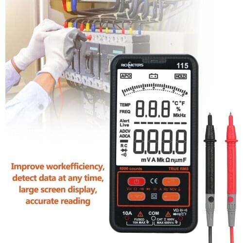 RICHMETERS RM115 Large LCD display Digital Multimeter 6000 Counts True RMS AC/DC Voltage /Capacitance/Resistance/Diode Voltmeter