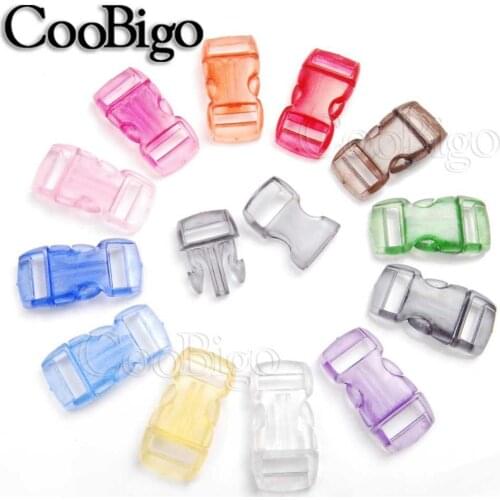 100pcs Colorful 10mm Curved Side Release Buckles Clear Frost Transparent For Paracord Bracelet Garment Dog Collar Bag Parts