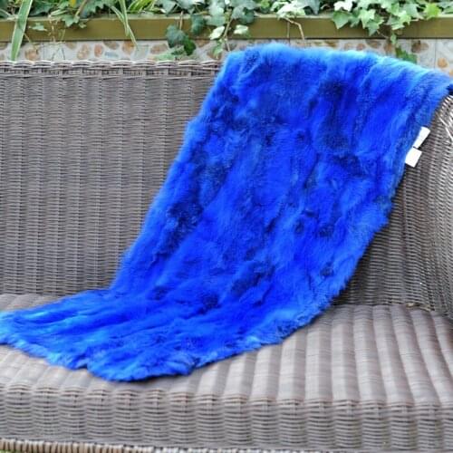 CX-D-18N Customized Size Small Fur Throw Blanket Bed Towel Real Rabbit Fur Mermaid Blanket Decorative Bedding Sofa Cover