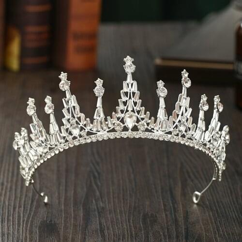 Crystal Tiaras Diadems Fahion Silver Color Bridal Crowns Wedding Hair Jewelry Women Princess Party Hair Ornaments Headpiece Hot