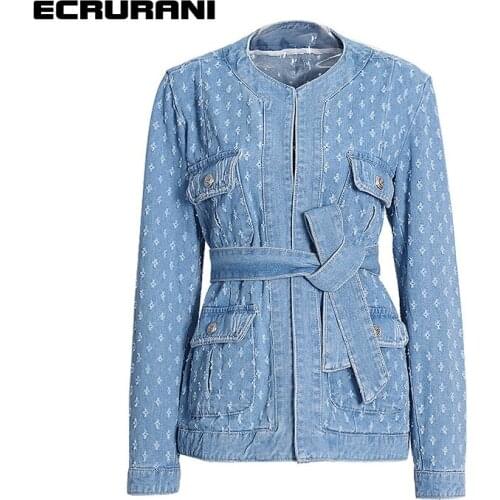 Женские синие куртки ECRURANI China At AliExpress