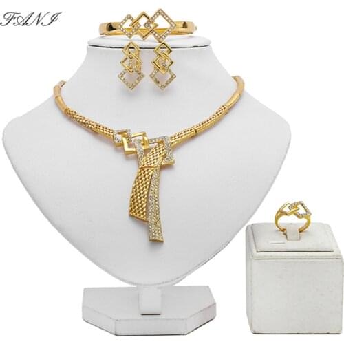 Fani 2021 Fashion african Bridal jewelry sets Wholesale nigerian women wedding jewelry set Dubai gold designer jewelry sets