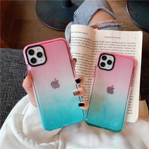 Gradient Shockproof Phone Case For iPhone 12 11 Pro Max XR XS Max X 8 7 6S Plus 12 Mini Transparent Soft Silicone Bumper Cover