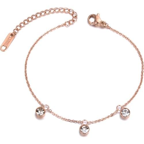 Trendy CZ Crystal Charm Bracelets Bangle For Women Girls Stainless Steel Link & Chain Bohemia Bracelet Jewelry B19059