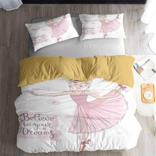 HELENGILI 3D Bedding Set Cartoon ballet girl pattern Print Duvet cover set bedclothes with pillowcase bed set home Textiles