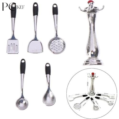 Doll House Spatula Colander Holder Play House Mini Shovel Spoon Storage Rack Kitchen Cooking Utensil Decoration Toy